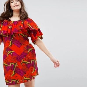 Off shoulder Tropical 🌴 Print Dress ASOS Curve